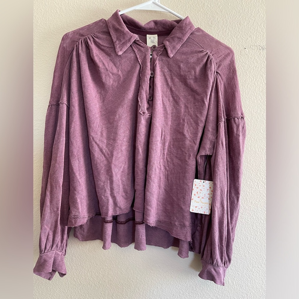 We The Free Free People NWT Long Sleeve Collared High Low Shirt size Small